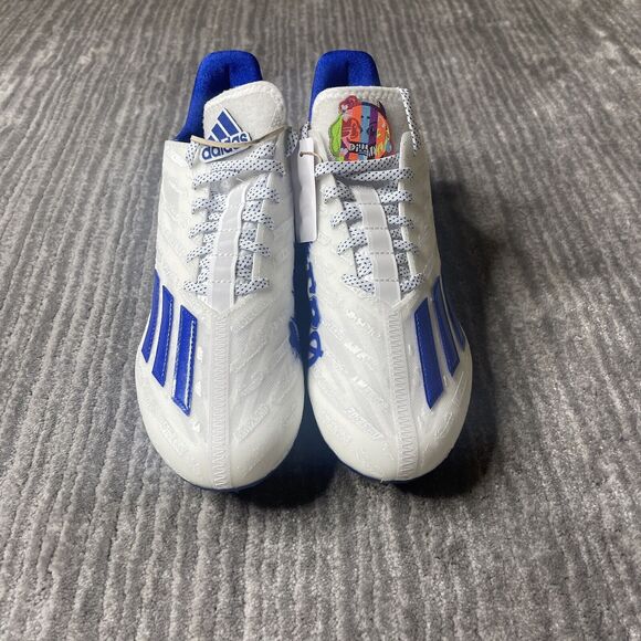 ADIDAS Football Cleats Mens 9.5 Adizero Big Mood White Royal Blue GX7894 NEW